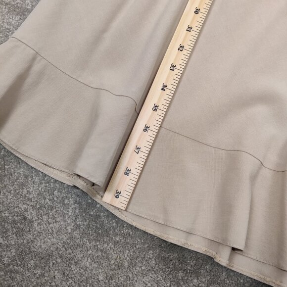 Ekol Women's Maxi Flutter Hem Skirt in Tan Linen Size EU 42 Bodycon - Picture 11 of 13